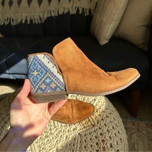 Brown Suede Booties with Quilted Heel